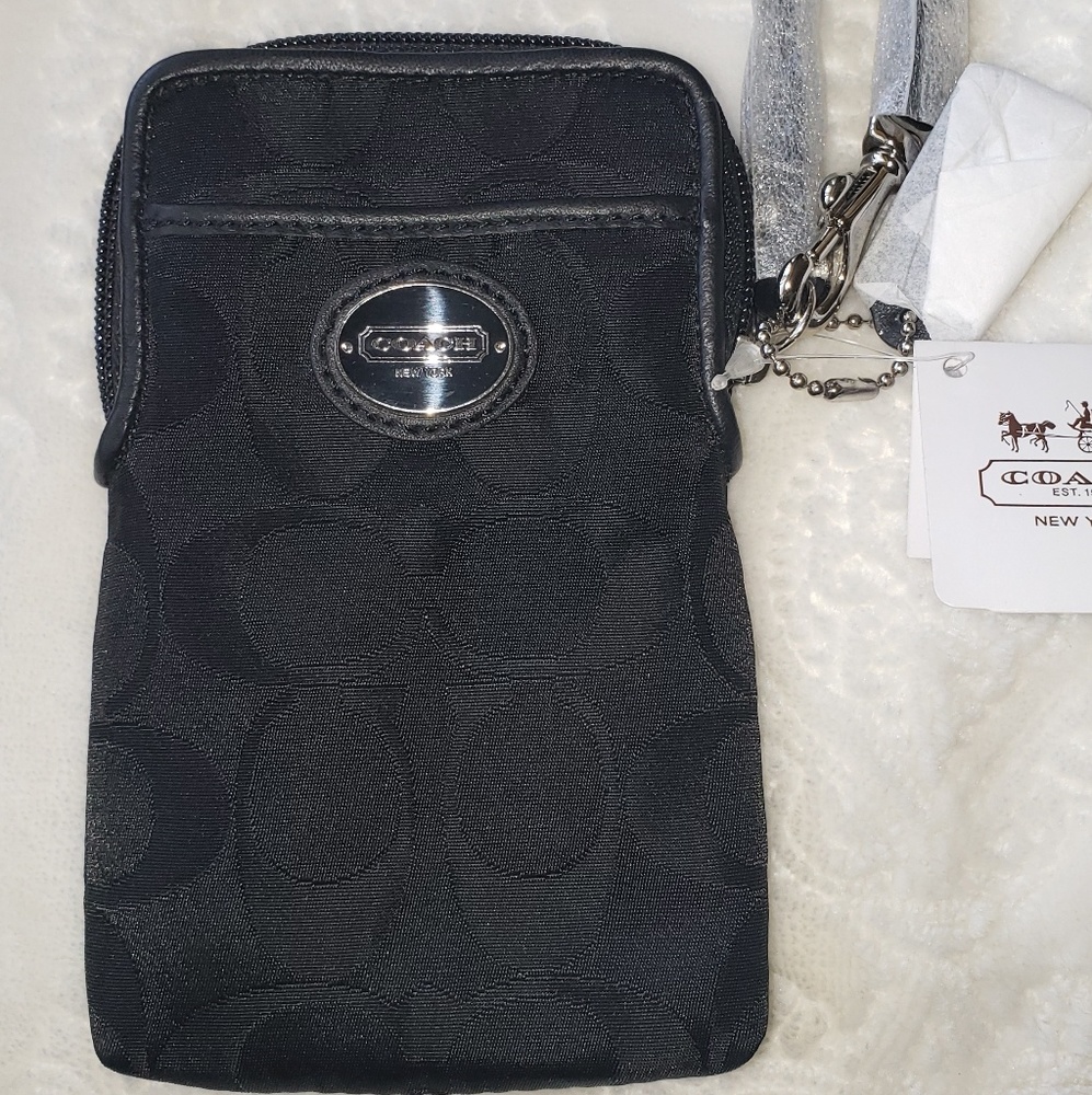 New black Coach wristlet wallet